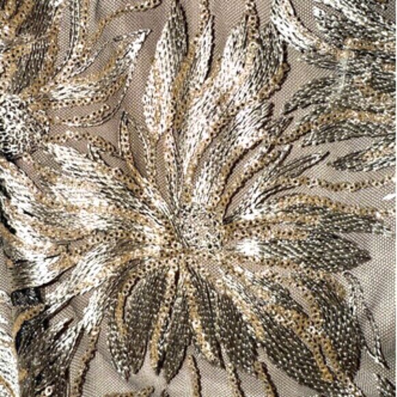 Antonio Melani Metallic Gold Floral Jacquard Dress | Size 10 - Picture 5 of 8